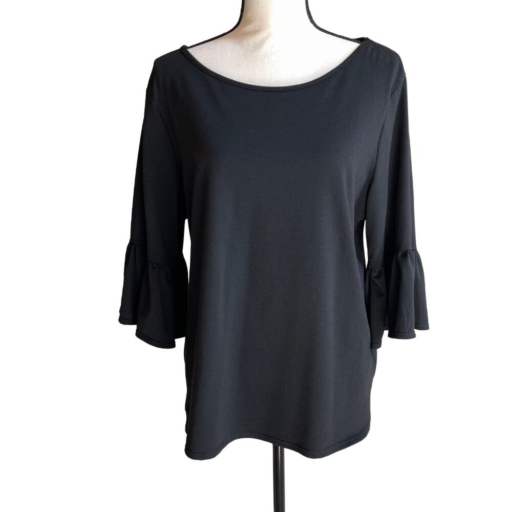 MAX STUDIO Women’s Black Jersey Knit Top Bell Sleeves XL NWT